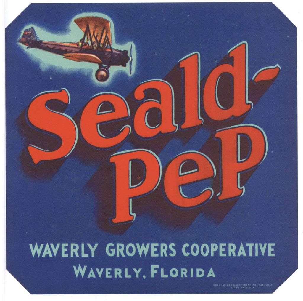 Seald Pep Brand Vintage Waverly Florida Citrus Crate Label