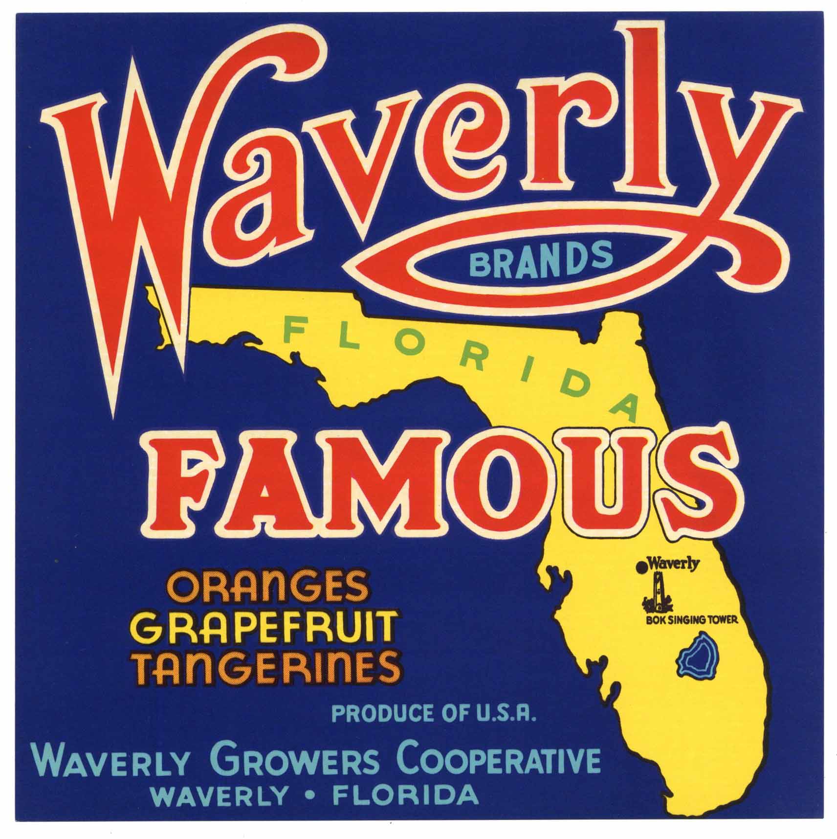 Waverly Brand Vintage Florida Citrus Crate Label