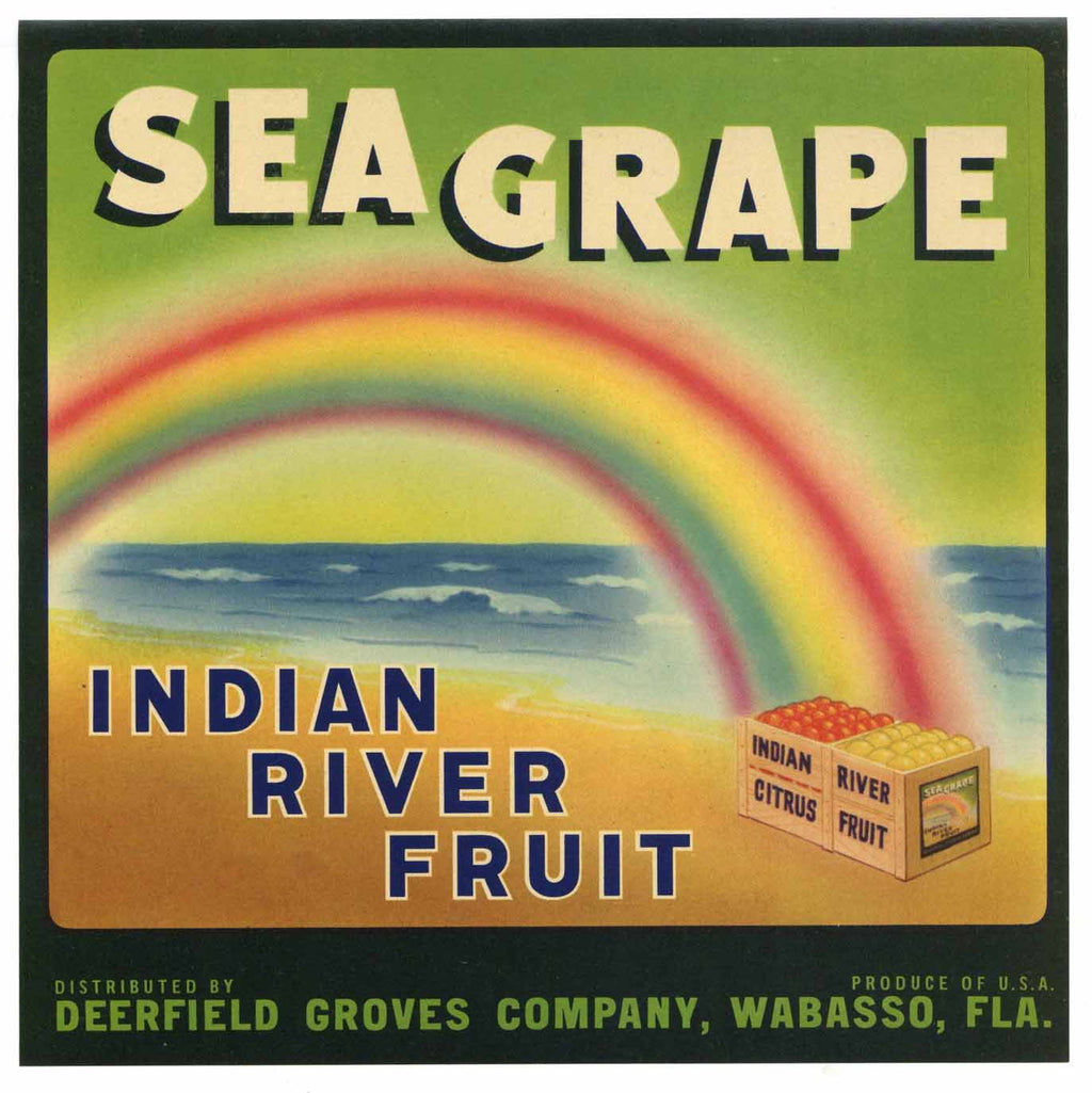 Sea Grape Brand Vintage Wabasso Florida Citrus Crate Label