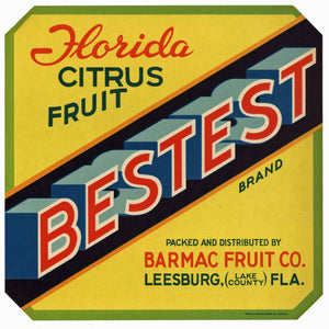Bestest Brand Vintage Leesburg Florida Citrus Crate Label