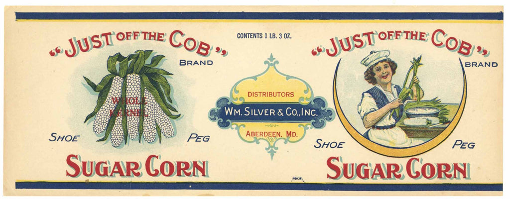 Just Off The Cobb Brand Vintage Aberdeen, Maryland Can Label