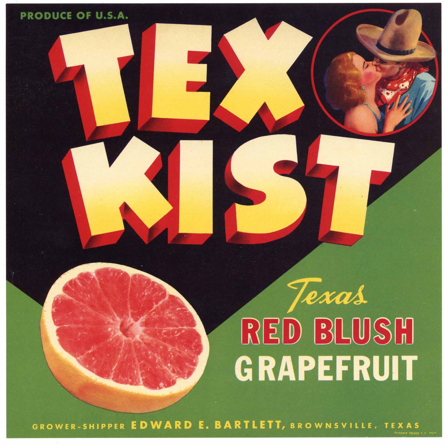 Tex Kist Brand Vintage Brownsville Texas Citrus Crate Label