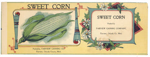 Sweet Corn Brand Vintage Michigan Can Label