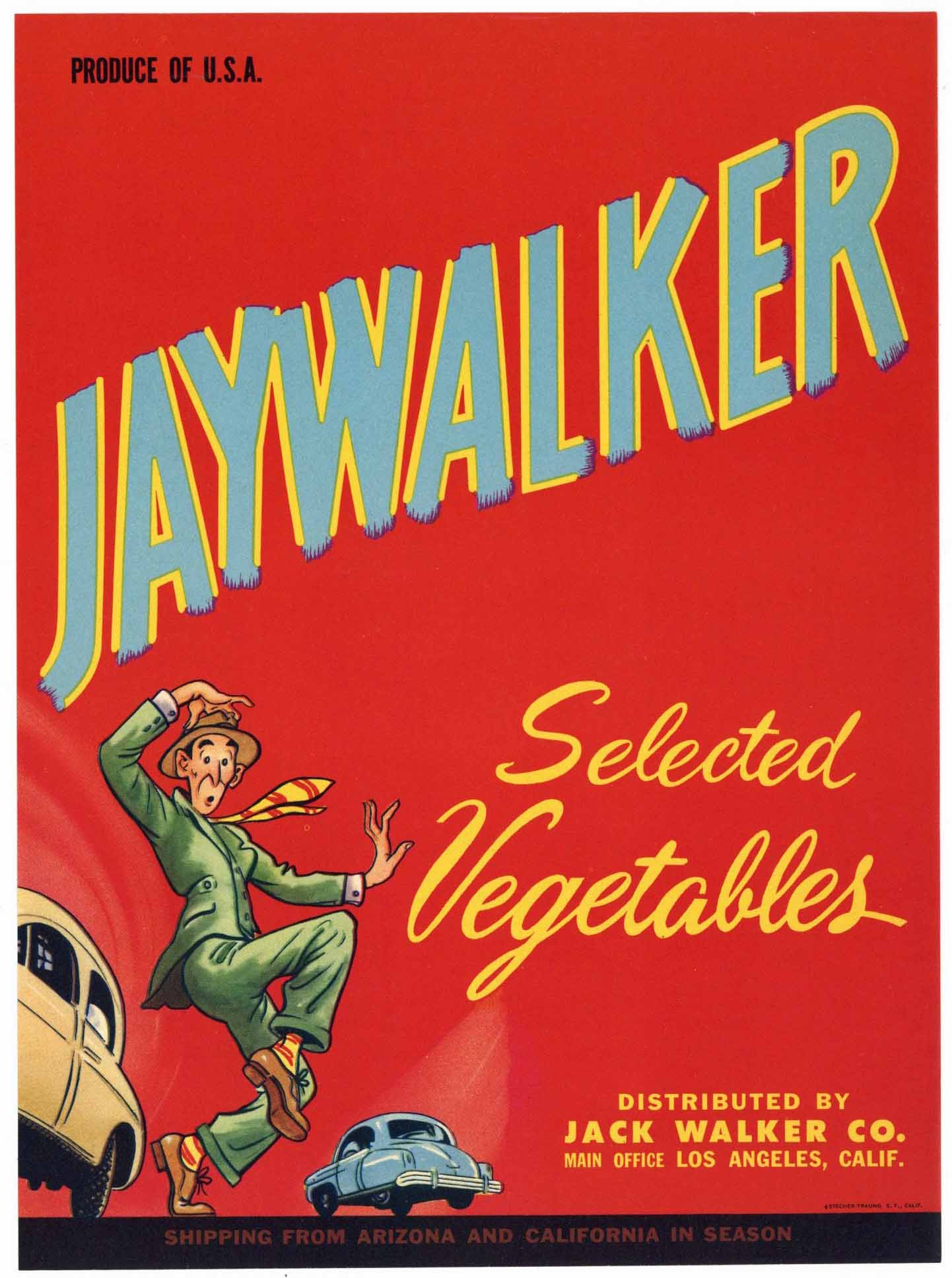 Jaywalker Brand Vintage Vegetable Crate Label