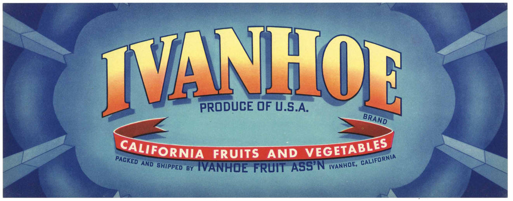 Ivanhoe Brand Vintage California Produce Crate Label