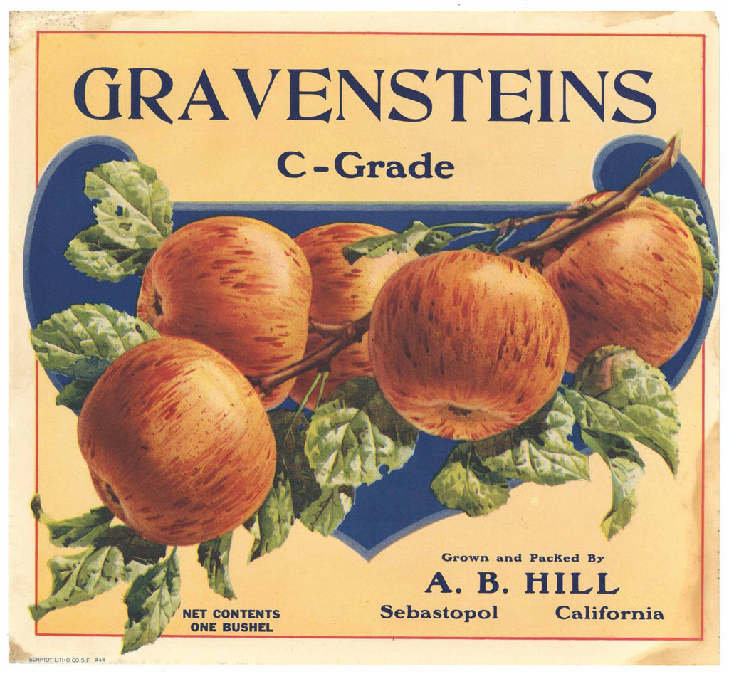 Gravensteins C-Grade Brand Vintage Sebastopol Apple Crate Label
