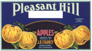 Pleasant Hill Brand Vintage Sebastopol Sonoma County Apple Crate Label