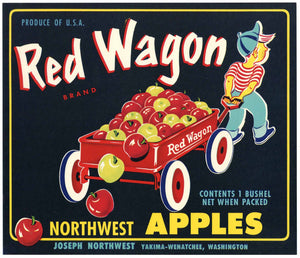 Red Wagon Brand Vintage Yakima Apple Crate Label