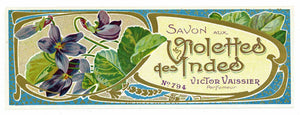 Savon Aux Violettes des Indes Brand Vintage French Soap Label