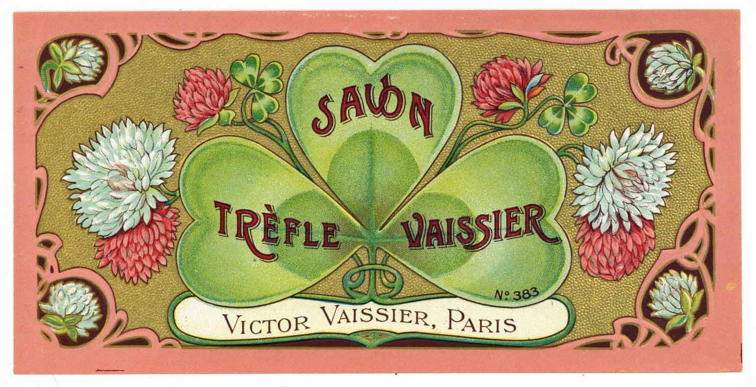 Savon Trefle Vaissier Brand Vintage Paris France Soap Label
