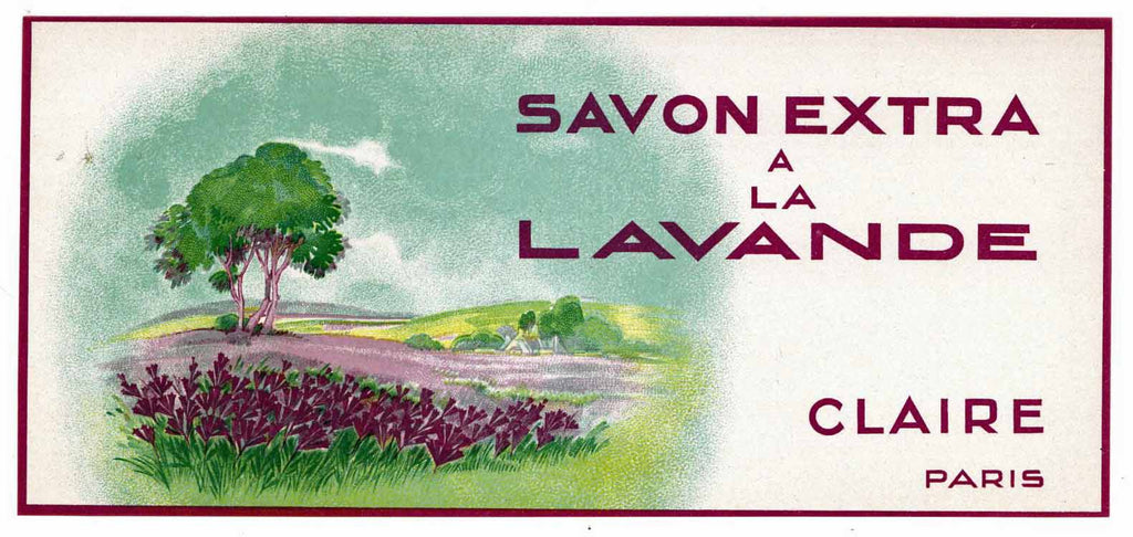 Savon Extra A La Lavande Brand Vintage French Soap Label, Claire