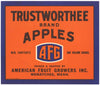 Trustworthee Brand Wenatchee Washington Apple Crate Label