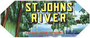 St Johns River Brand Vintage Crescent City Florida Citrus Crate Label
