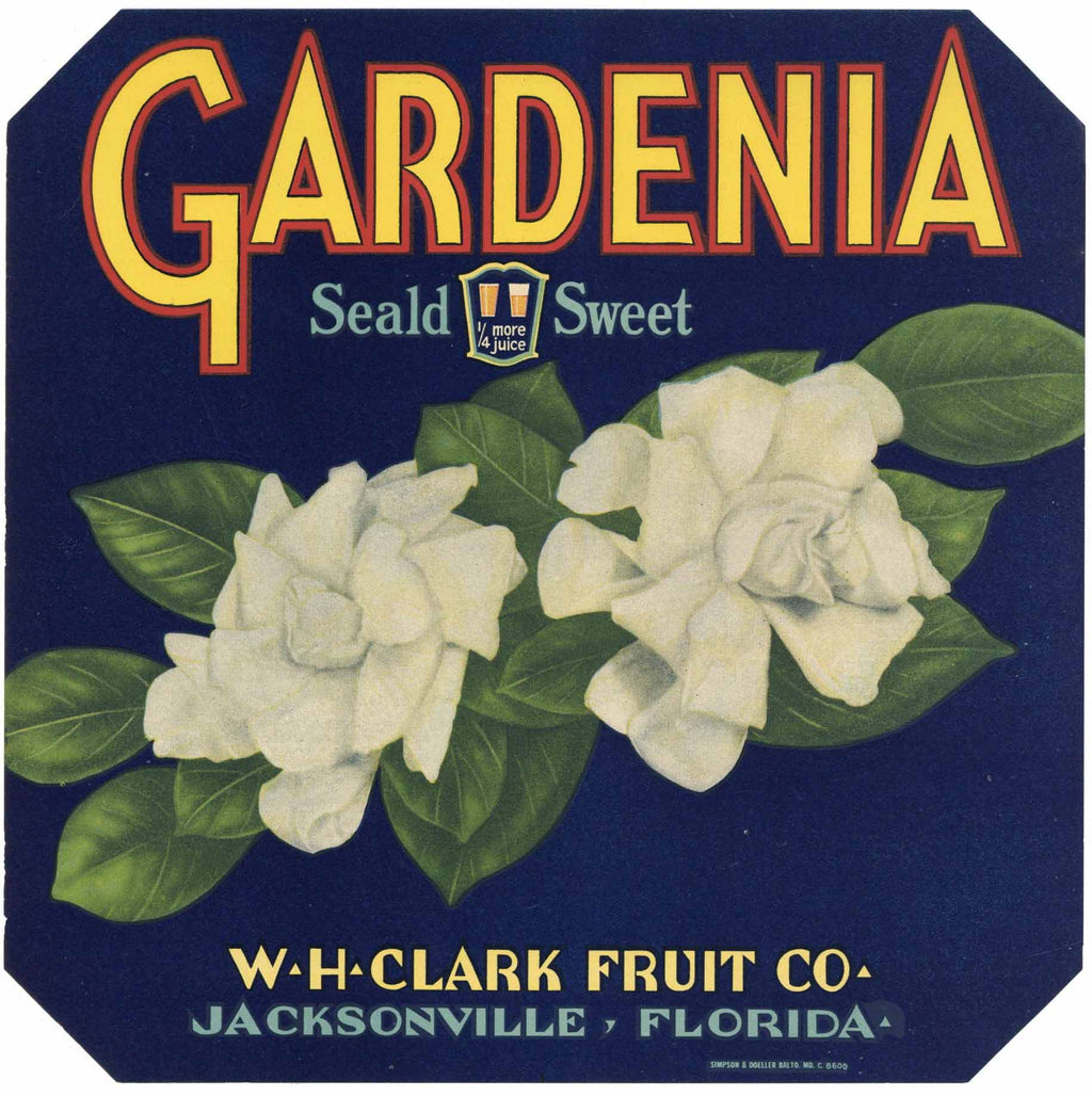 Gardenia Brand Vintage Jacksonville  Florida Citrus Crate Label