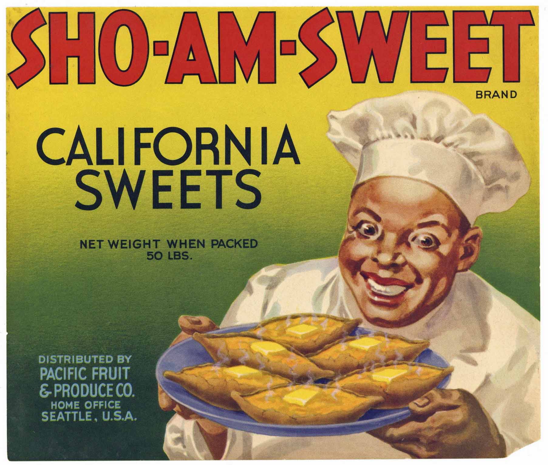 Sho - Am - Sweet Brand Vintage  Yam Crate Label, large