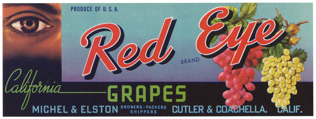 Red Eye Brand Vintage Coachella Grape Crate Label