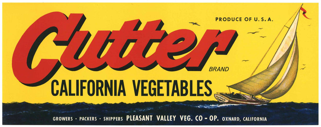Cutter Brand Vintage Oxnard California Vegetable Crate Label