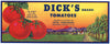 Dick's Brand Vintage Houston Texas Tomato Crate Label