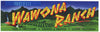Wawona Ranch Brand Vintage Clovis Grape Crate Label