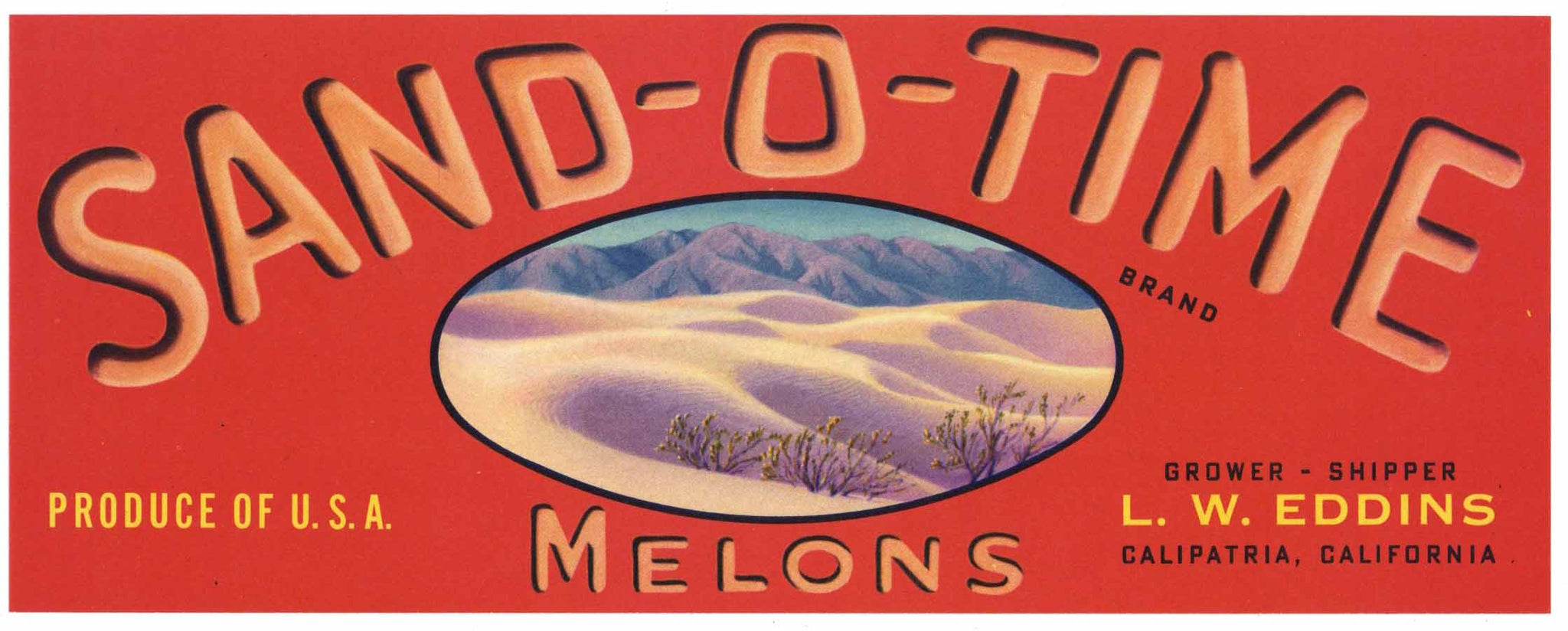 Sand-O-Time Brand Vintage Calipatria California Melon Crate Label