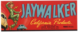 Jaywalker Brand Vintage Los Angeles California Produce Crate Label