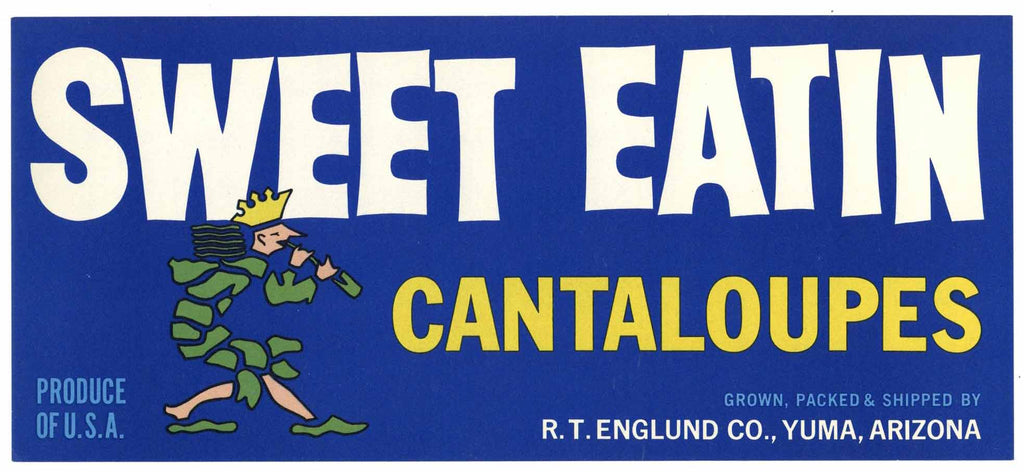 Sweet Eatin Brand Vintage Yuma Arizona Cantaloupe Crate Label