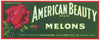 American Beauty Brand Vintage Laredo Texas Melon Crate Label, cantaloupe