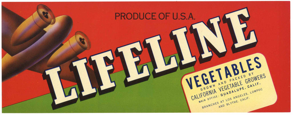 Lifeline Brand Vintage Guadalupe California Vegetable Crate Label