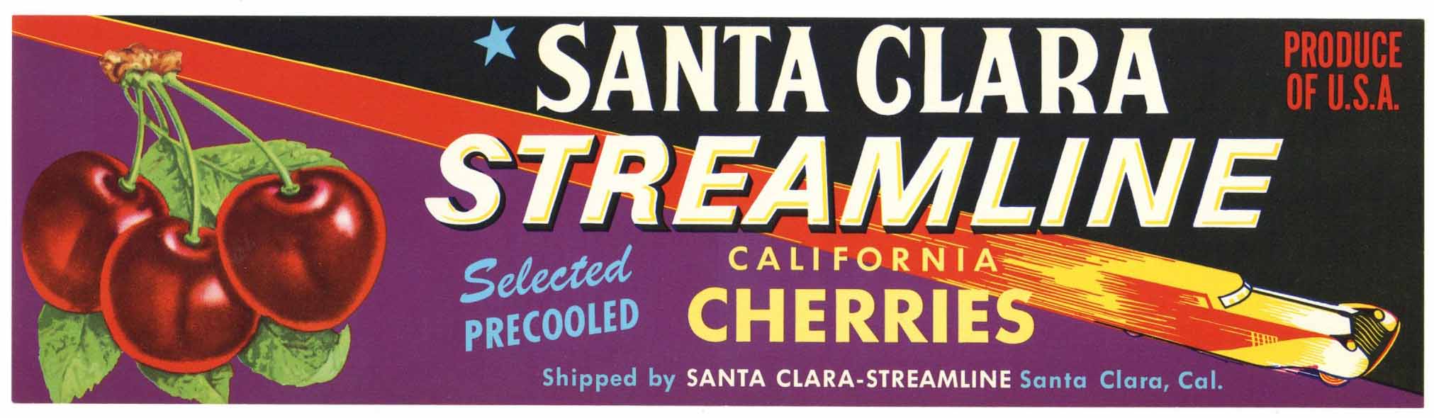 Streamline Brand Vintage Santa Clara California Cherry Crate Label