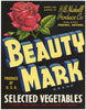 Beauty Mark Brand Phoenix Arizona Vegetable Crate Label