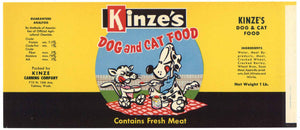 Kinze's Brand Vintage Yakima Washington Dog & Cat Food Can Label
