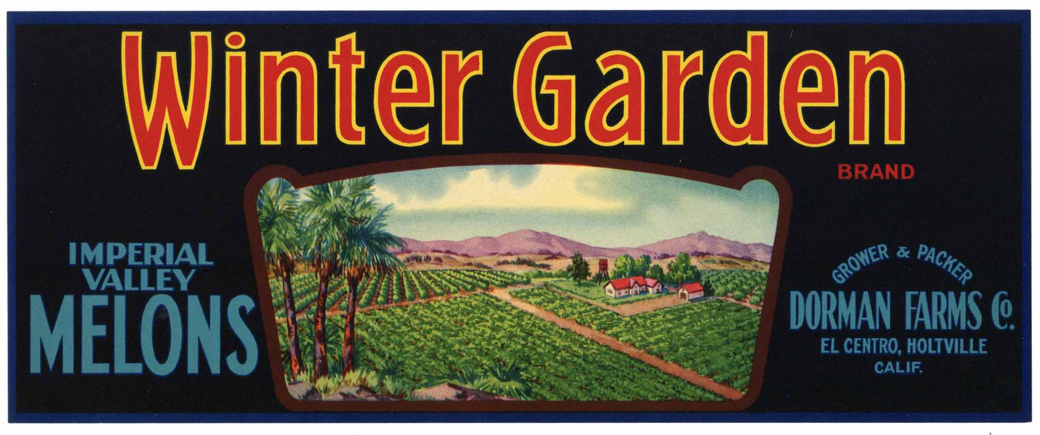 Winter Garden Brand Vintage Imperial Valley California Melon Crate Label