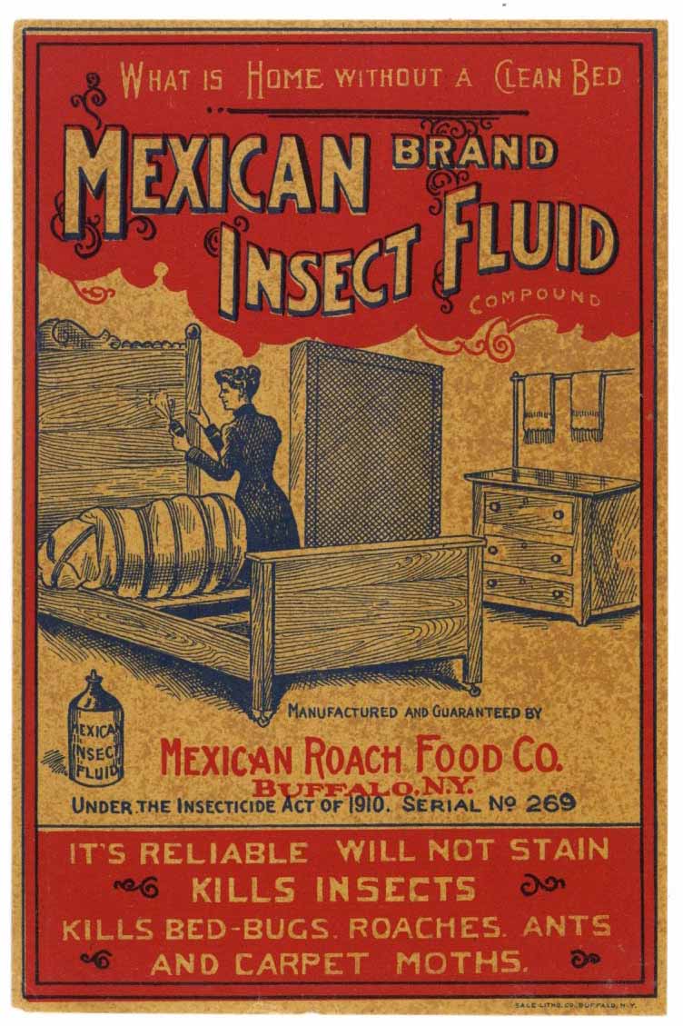 Mexican Brand Vintage Buffalo New York Insect Fluid Bottle Label
