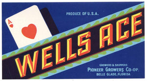 Wells Ace Brand Vintage Belle Glade Florida Produce Crate Label