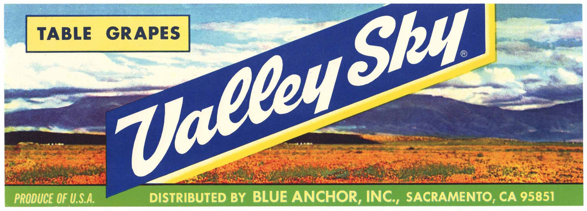 Valley Sky Brand Grape Crate Label