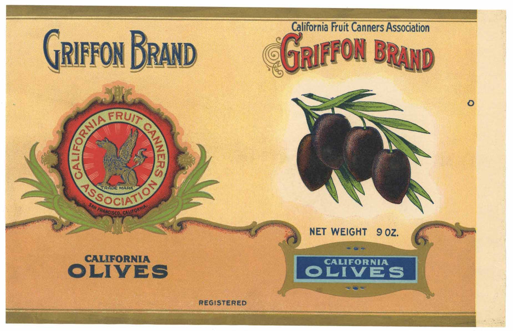 Griffon Brand Vintage Olive Can Label