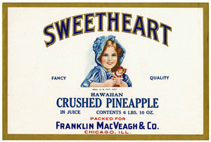 Sweetheart Brand Vintage Crushed Pineapple Can Label