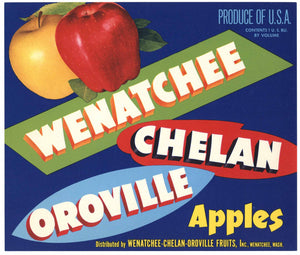 Wenatchee Chelan Oroville Brand Vintage Washington Apple Crate Label