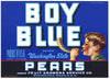 Boy Blue Brand Vintage Wenatchee Washington Pear Crate Label, blue