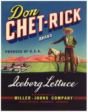 Don Chet-Rick Brand Phoenix Arizona Vegetable Crate Label