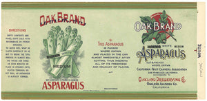 Oak Brand Vintage Oakland Alameda County Asparagus Can Label, white