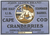 John Alden Brand Vintage Cape Cod Cranberry Crate Label, 1/2