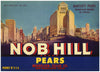 Nob Hill Brand Vintage Pear Crate Label, Mountain Grown in Ukiah