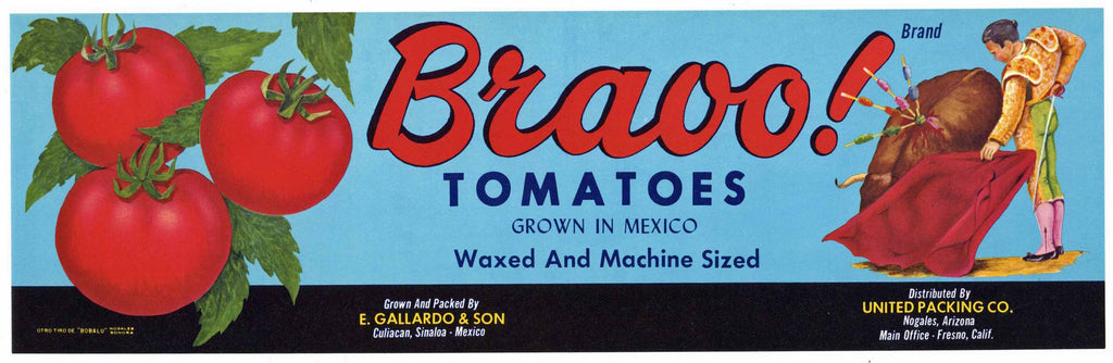Bravo! Brand Vintage Nogales Arizona Tomato Crate Label