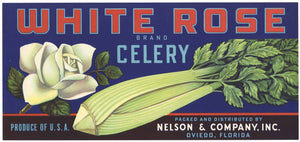 White Rose Brand Vintage Oviedo Florida Celery Crate Label