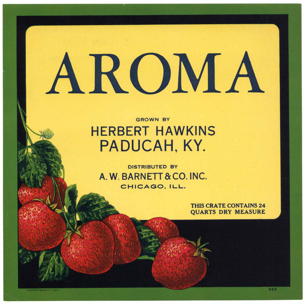 Aroma Brand Vintage Paducah Kentucky Strawberry Crate Label
