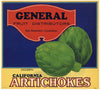 General Brand Vintage California Artichoke Crate Label
