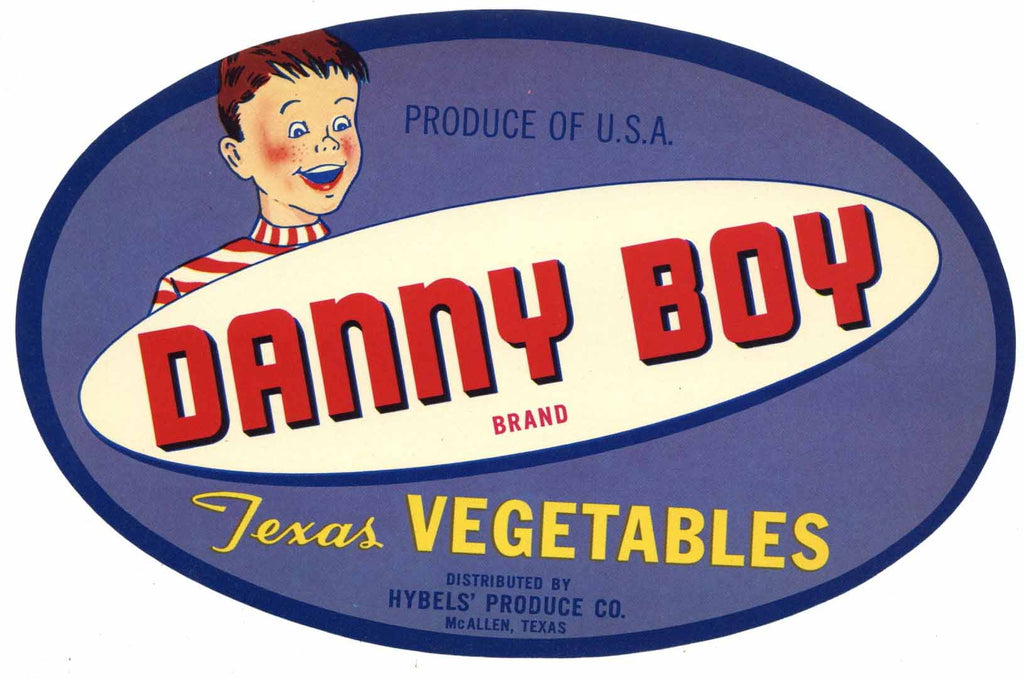 Danny Boy Brand McAllen Texas Vegetable Crate Label