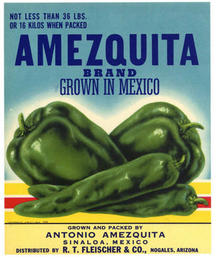 Amezquita Brand Vintage Nogales Arizona Vegetable Crate Label
