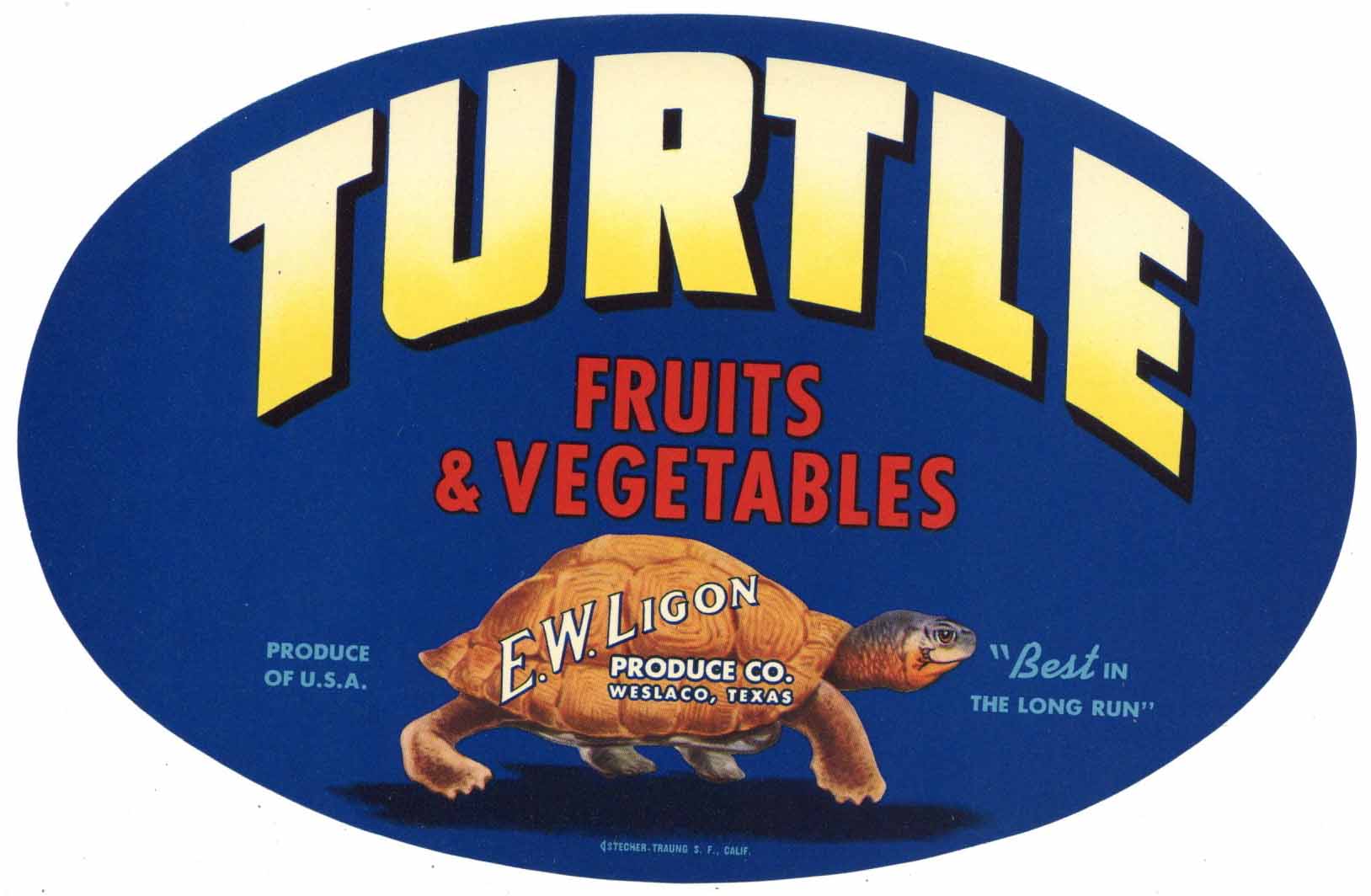 Turtle Brand Vintage Weslaco Texas Vegetable Crate Label